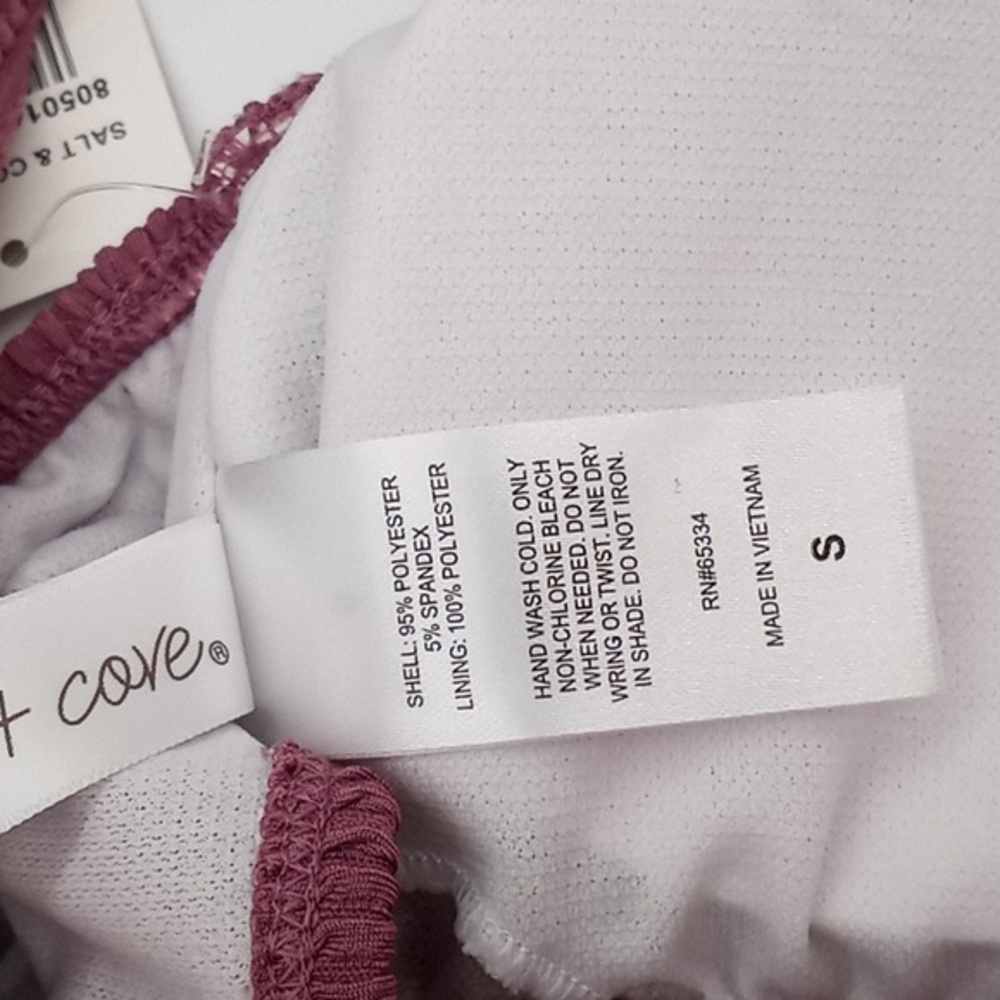 Salt + Cove Sandy Rib One-Shoulder Bikini Swim Top Mauve - Picture 14 of 15